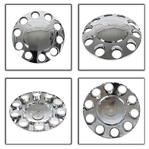 Munirater 6Pcs Semi Truck Hub Cover Wheel Axle Cover Center Caps Front And Rear Screw-On W/33Mm Lug Nut Covers Chrome #TOP2