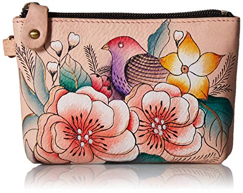 Anna by Anuschka Hand Painted Leather Women's Coin Pouch, Vintage Garden