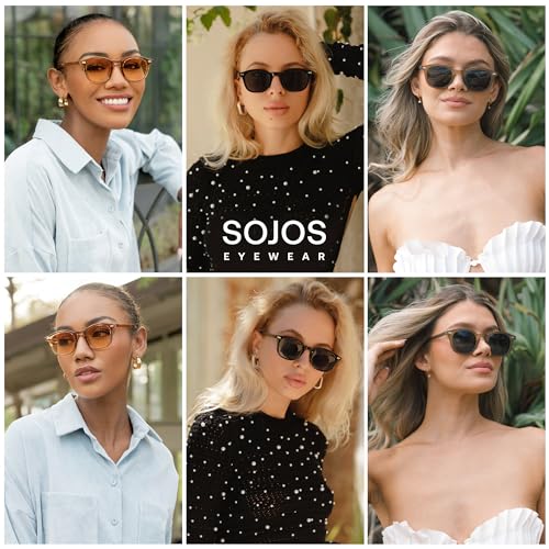 SOJOS Retro Square Sunglasses for Women Men Vintage Shades UV Protection Sunnies SJ23162