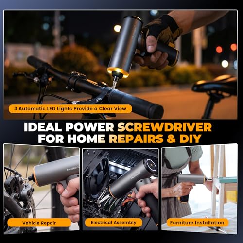 Image of MulWark Electric Screwdriver Set, 4V Cordless Screwdriver with 46 Precision Driver Bit Set, 2000mAh Electric & Manual Powered Screwdriver with Touchscreen for Home Improvement, DIY Projects