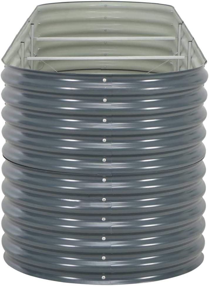 vidaXL Garden Raised Bed Outdoor Backyard Herb Flower Box Planter DIY Vegetable Pot Growing Container 126"x31.5"x31.9" Galvanized Steel Gray