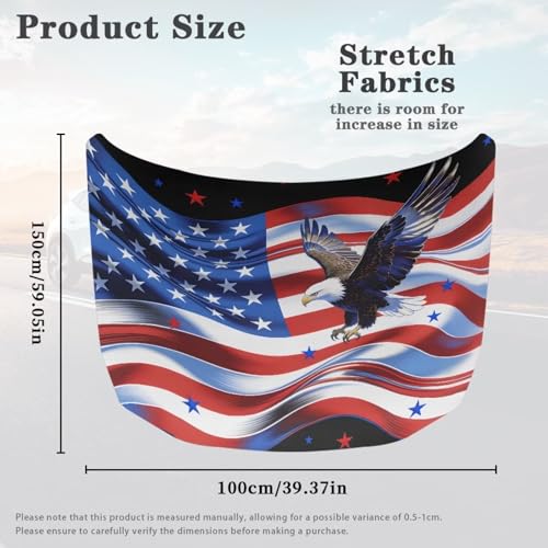 Image of Car Hood Cover Car Hood Wraps American Flag Bald Eagle Auto Banner Stretchable Auto Decorative Accessories for Compact Sedans SUV Trucks (59x39 Inch)