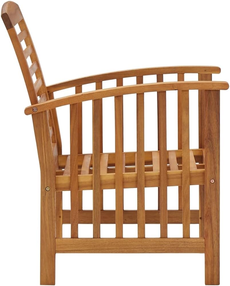 vidaXL Solid Acacia Wood 4-Piece Patio Lounge Set: Outdoor Garden Furniture Set Includes Chairs, Bench, and Slatted Coffee Table.