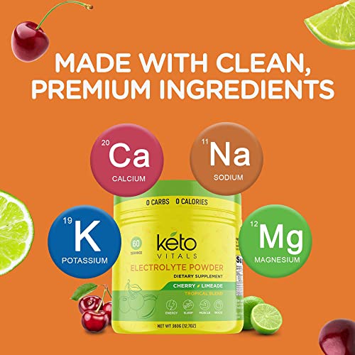 Keto Vitals Electrolyte Powder | Keto-Friendly Electrolytes With Potassium, Magnesium, Sodium, Calcium | Keto Electrolytes Supplement Energy Drink Mix | Sugar-Free, Zero Calories, Zero Carbs #TOP2