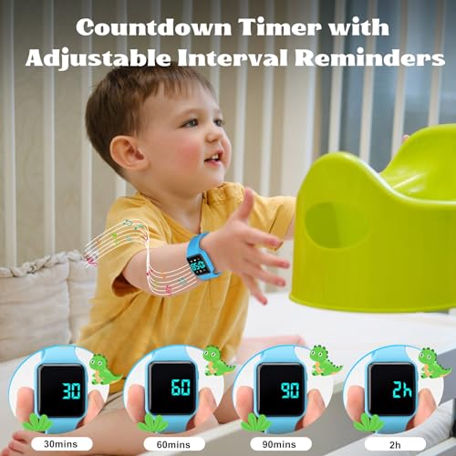 Image of Toddler Potty Training Set - Potty Training Watch with Musical /Vibration Countdown Alerts, Fun Board Book, Progress Chart & Reward Stickers - Interactive Potty Training Kit for Kids Ages 2-6