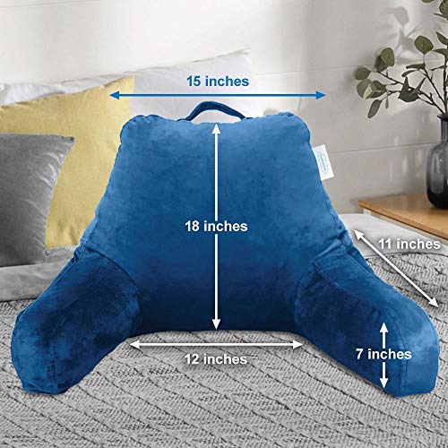 Comfortcloud Reading Pillow Bed Wedge Large Adult Backrest Lounge Cushion W/Arms Pockets Lumbar Back Support For Sitting Up Gerd Heartburn Made In The Usa W/ Stain Resistant Removable Cover #TOP4