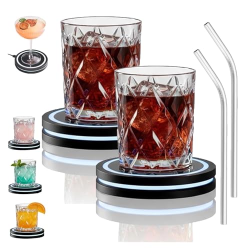 2026 New Smart Coaster 2.0, Portable APP-Features, Easy to Clean & Carry, Compact Storage Design, Suitable for Bars/Clubs/Home Use(Black*2)