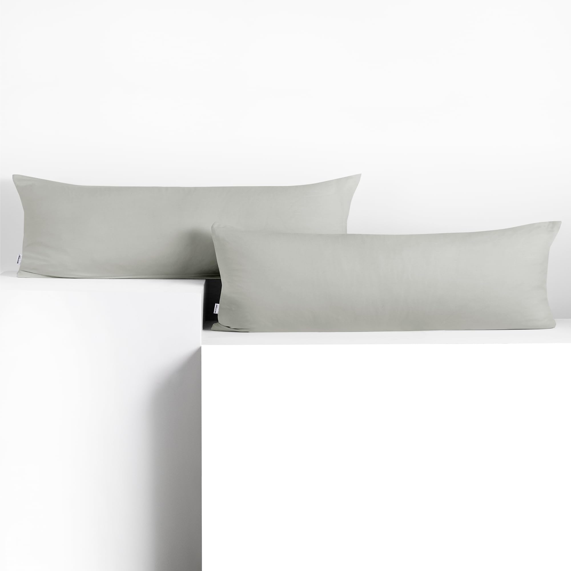 DecoKing 2 Pillowcases 40 x 200 cm Jersey 100% Combed Cotton Zip Silver Amber