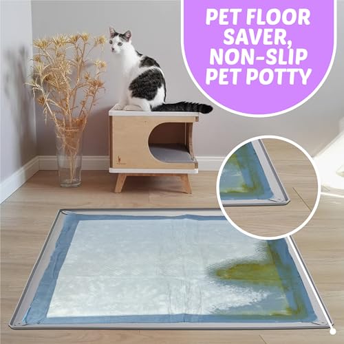 Image of TidyFriend Dog Pee Pad Holder Tray Fits for 30 inch x 36 inch Pee Pads with Corner Lock Holes, Raised Edges, Non-Spill, Easy to Clean Silicone Dog Potty Tray Holder, for Indoor Floor Protection (Light Grey)