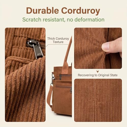 Bolso tote de pana para mujer con varios bolsillos miniatura 6