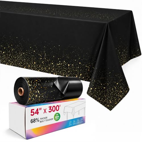 Image of Party Plastic Tablecloth Roll, 54IN x 300FT Disposable Table Cover