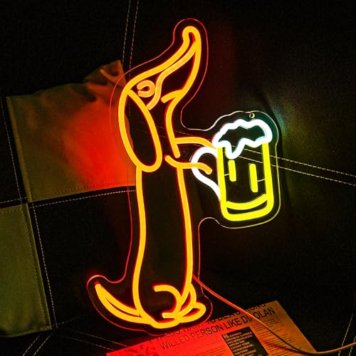 LMSIGNLY Dachshund Neon Schild für Wand Dekor Dackel LED Neon Licht Bar Neon Lichter Bier LED Neon Schilder für Haustier Shop Bar Pub Party Hund Liebhaber Dackel Geschenke Dachshund Christmas Decor