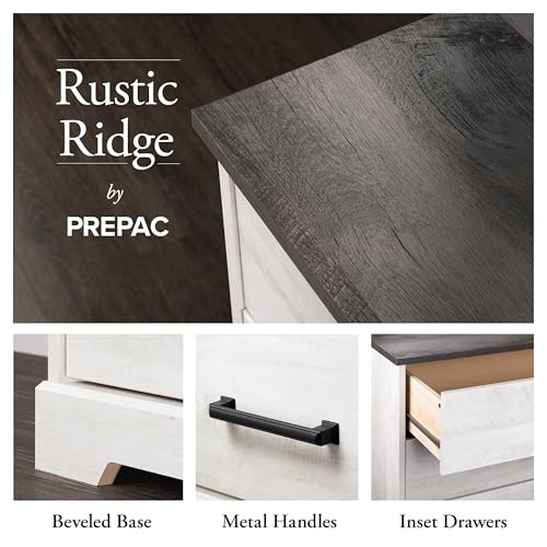 Prepac Rustic Ridge Farmhouse 6-Drawer Double Dresser, Washed White Dresser for Bedroom, Chest of Drawers with 6 Storage Drawers, 53.25” wide x 18.25” deep x 28.5” tall, Washed White - Image 6