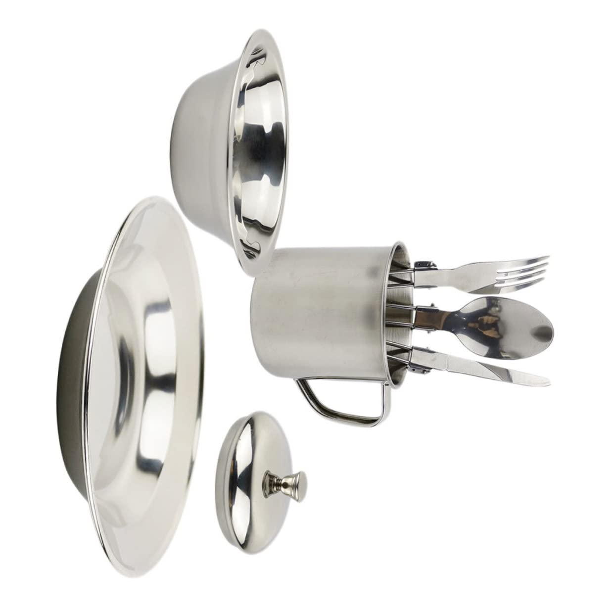 BESTonZON 1Set Portable Stainless Steel Camping Cookware Persons Lightweight Picnic Tableware Combination for Outdoor Activities Durable and Easy to Carry