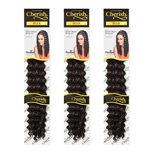 Cherish/Deep Twist Bulk 22'' / Crochet Hair Braids/Colour - 1B / Pack of 3, Black, 22 inches