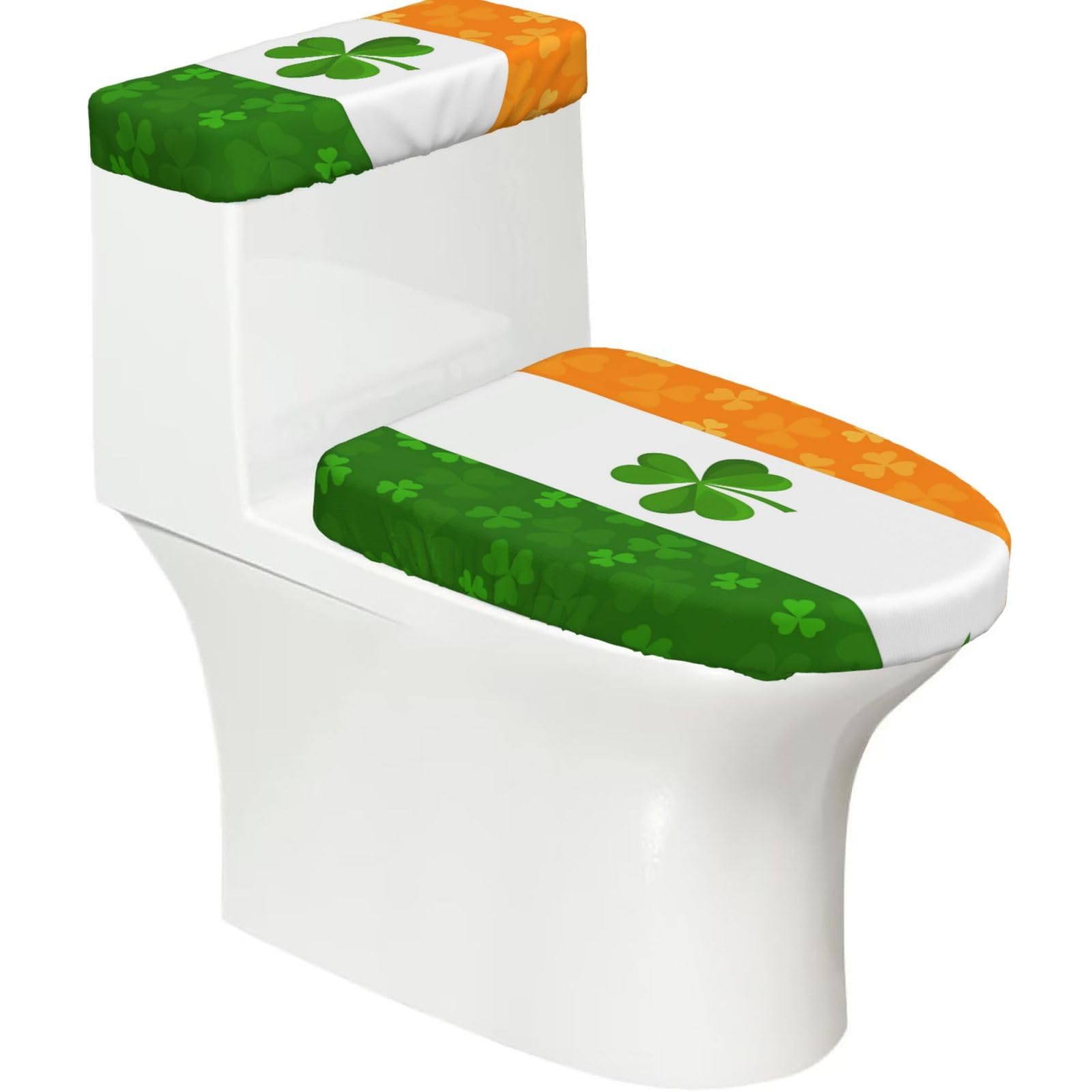 Mrowyc Black Irish Flag Printed Toilet Seat Set - Set Of 2 - Universal Toilet Seat Cover - Housewarming Birthday Christmas Gift