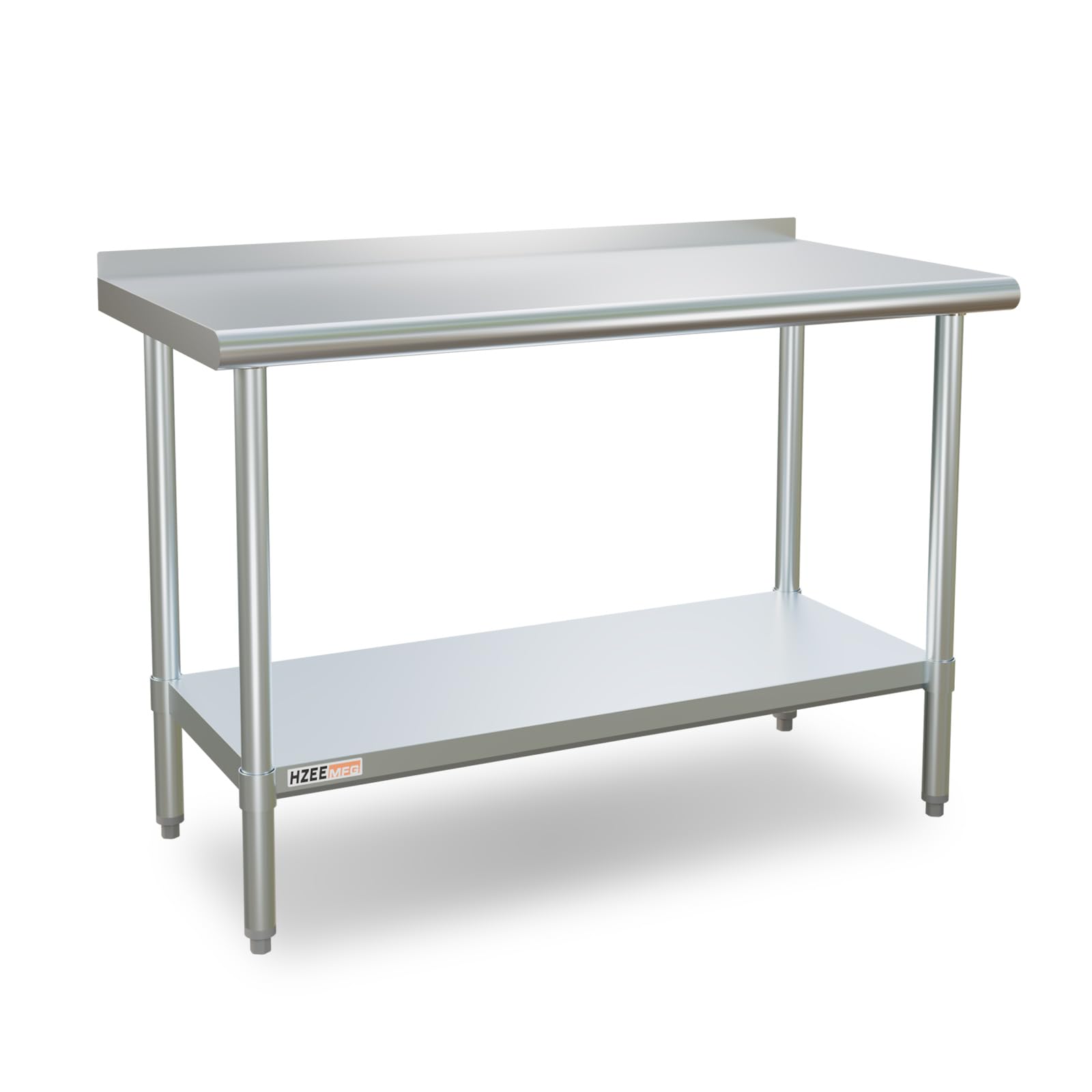 HZEEMFG Stainless Steel Table for Prep & Work 24 x 48 inches,4ft,Heavy Duty Metal Table with Backsplash for Commercial Kitchen, Restaurant, Home,