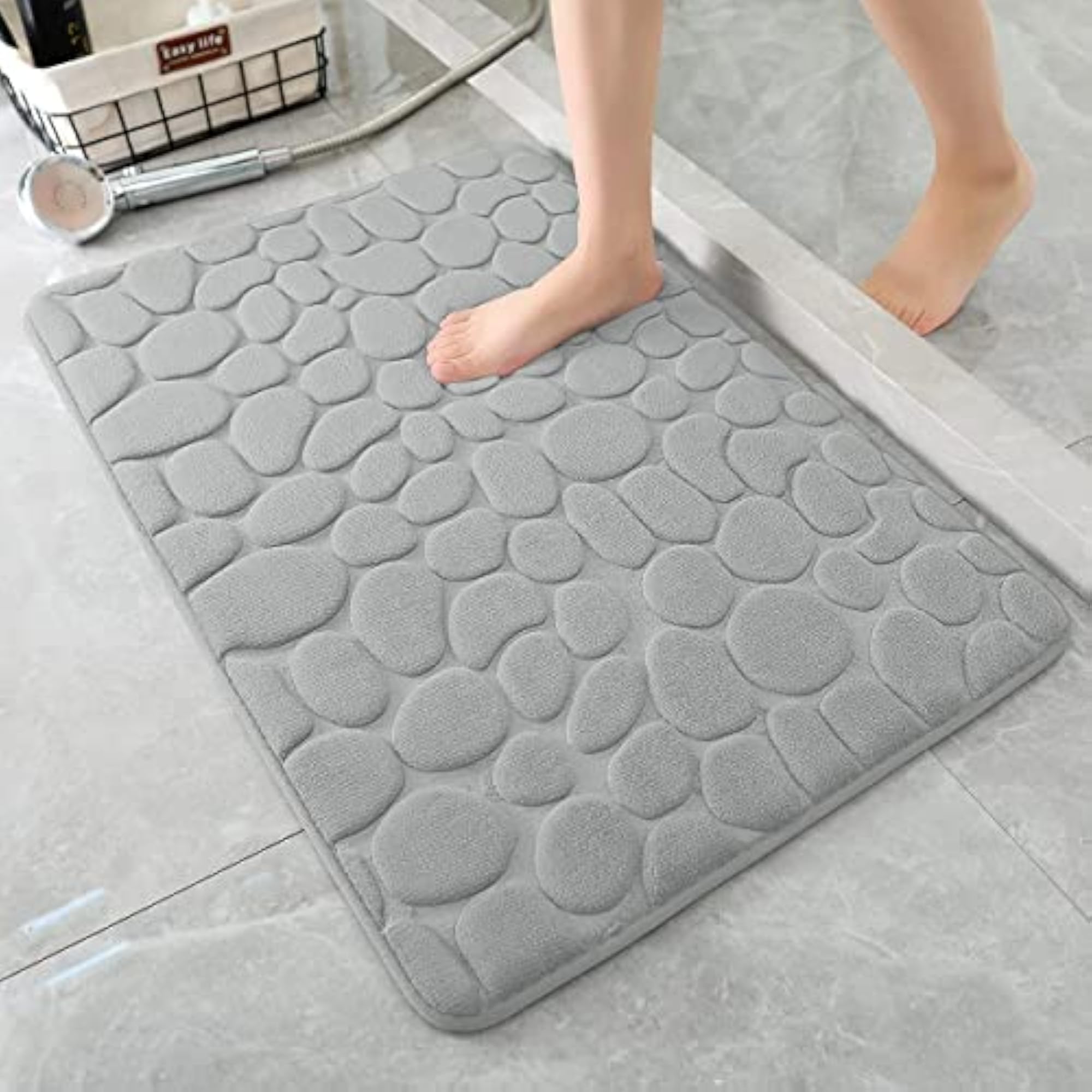 KREZON Memory Foam Bath Mat, Cobblestone Design
