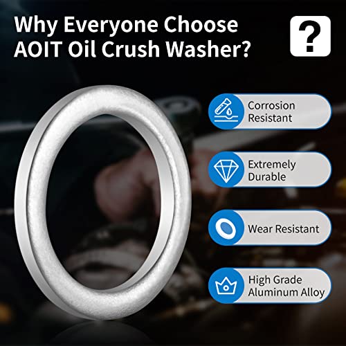 Image of AOIT 10 Pcs M18 Aluminum Transmission Fluid Drain Plug Crush Washer Seal Fits for Toyota Prius Corolla Tacoma Camry, Replace The Part# 90430-18008 90430-A0003, Used for Change Transmission Fluid