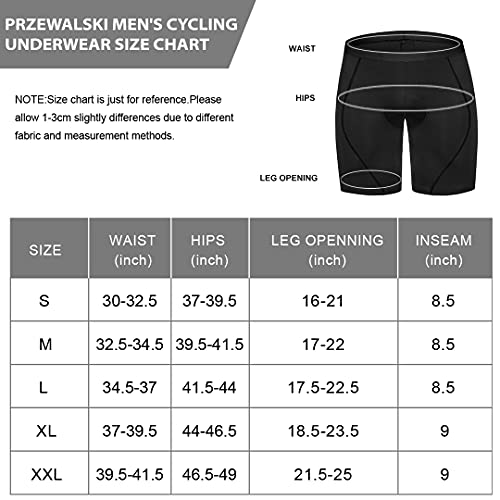 image for Przewalski Mens Cycling Underwear Shorts 3D Padded Bike Undershorts Bi