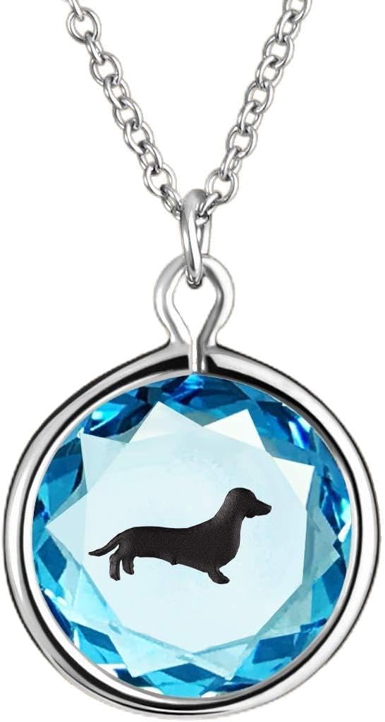 Engraved and Enameled Swarovski Crystal Dachshund Pendant/Necklace in Sterling Silver