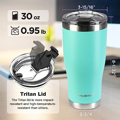 HAUSHOF 30 oz Tumbler, Stainless Steel Vacuum Insulated Coffee Tumbler Water Cup, Double Wall Travel Mug with Lid, Perfect for Hot and Cold Drinks