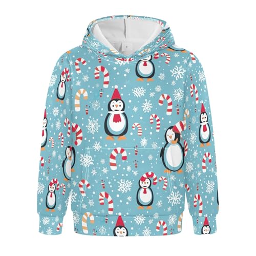 Kids Hoodies Sweaters Christmas Xmas Penguin Hooded Sweatshirts with Big Pockets for Boys Girls B0400434