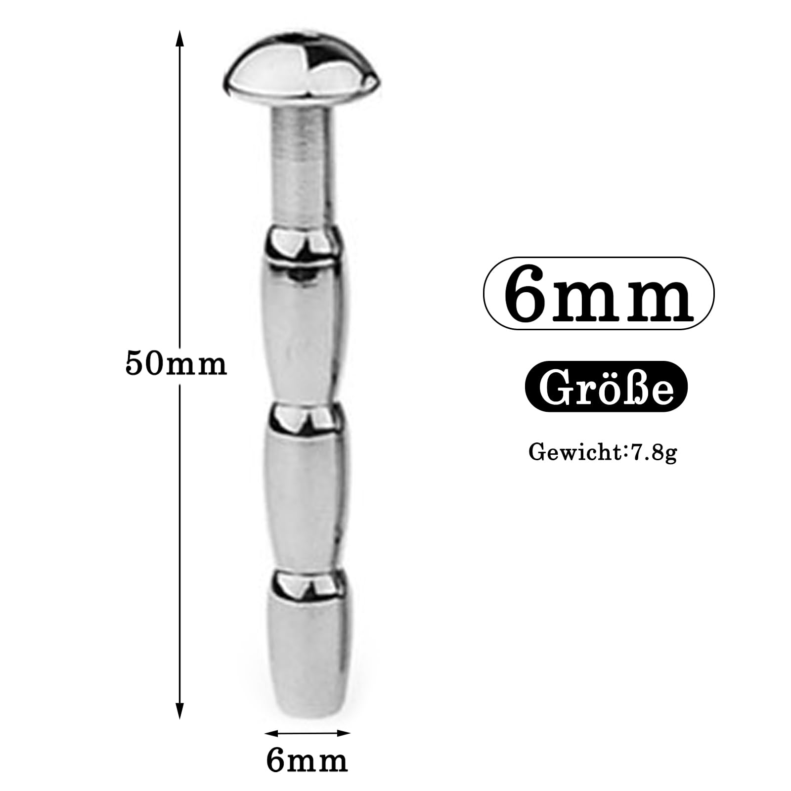 BDSMAGE Dilatatore Uretrale Cavo in Acciaio Inossidabile, Dilatatori Uretrali Uomo Stimolatore del Glande Masturbazione Giocattolo Sessuale Erotico per Uomini (6mm)