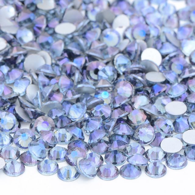 Wholesale 100 Bruto SS6 8 10 12 16 20 30 Cristal Rosa Violeta Parte trasera plana Cristal Rhinestone Bulk Pegamento en la decoración de uñas Piedra-02 Crystal AB, ss6 100gr 14400pcs 37 Purple Gost