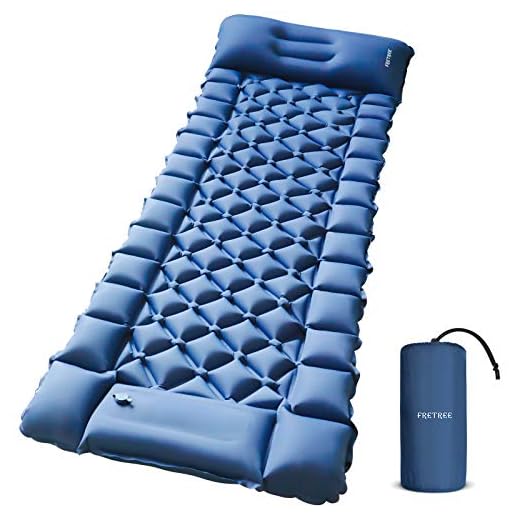 Camping Air Sleeping Pad Mat - Foot Press Inflatable Lightweight Backpacking Pad for Hiking Traveling, Durable Waterproof Air Mattress Compact Hiking Pad