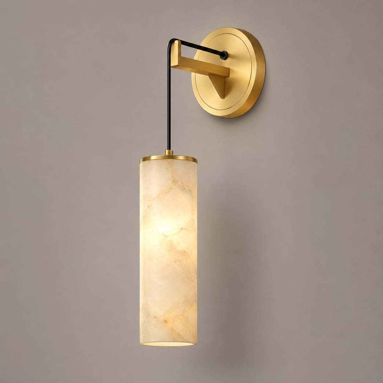 Yvamnad Style C Alabaster Marble Wall Sconce, Gold Hardwired Wall Sconce Bathroom Mirror Vanity Lights Adjustable Wall Mount Hanging Lamps With Natural Alabaster 3000K Led Wall Lamp For Hallway Bedroom Living Room