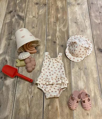 Image of Toddler Girls One Piece Swimsuits Crossback Backless Bathing Suit Whale Dolphin Shark Swimwear with Ruffle Butt UPF50+