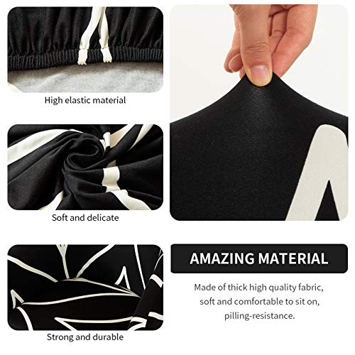Image of SearchI Club Chair Slipcover Stretch Barrel Chair Covers Printed Tub Chair Slipcovers Soft Spandex Armchair Sofa Cover Removable Couch Furniture Protector Arm Chair Cover for Living Room(Black+White)