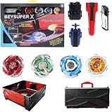 Cunjxtan X Spinning Top Toy Set with 4 Battle Tops and 2 String Launchers
