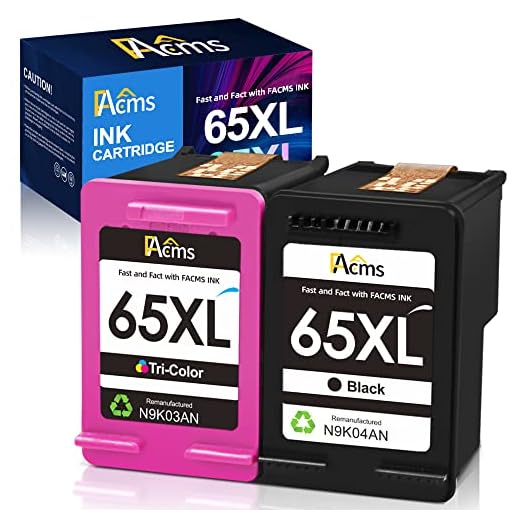 FACMS Remanufactured Ink Cartridges Replacement for HP 65XL 65 XL Ink Cartridge for Envy 5055 5052 5058 DeskJet 3755 2652 2655 3722 3723 3752 3758 3730 3720 3700 2622 2655 Printer (1 Black, 1 Color)