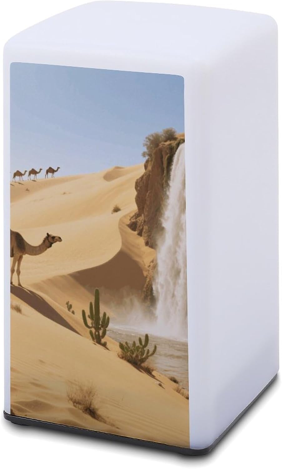 Dimmable Portable Desk Lamp Reading Table Lamp Desert Oases Camels Bedside Night Light Battery Powered for Home Office Gift