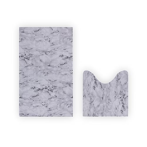 Bestlivings Teppich Badgarnitur 2-teilig - Marmor - Weichschaummatte (80x48cm / 48x48cm) - Badvorleger Badteppich Badezimmerteppich - Antirutsch Bad Dusche