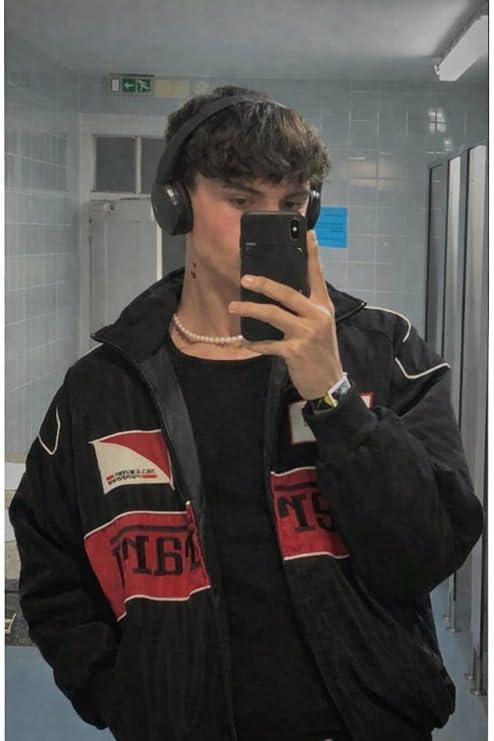 Buy 1STREET F1 Trendy Racing Sport Printed Bomber Jacket for Men and Women | High Neck Full Sleeve Lightweight Regular Fit Casual Streetwear Bomber Jacket for Men & Women Red and Black at Amazon.in - Image 3