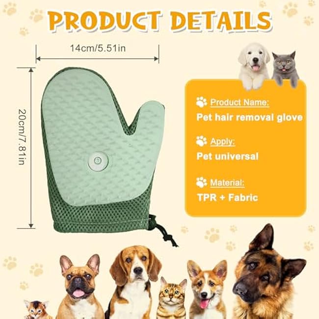 Pet Hair Removal Glove,2025 New All-in-One Grooming Mist Pet Hair Remover Gloves, Pet Hair Remover Glove for Cats & Dogs,Double-Sided Reusable Gloves for Couch, Clothing,Carpet (Green)-U8z7N26t