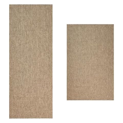 EARTHALL 2 PCS Boho Runner Rug Washable Runners for Hallways Cotton Rubber Backed Kitchen Runner Braided Indoor Floor Carpet Runners for Entryway, Hallway, Kitchen, Bedroom, Natural Cover