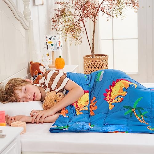 yescool Weighted Blanket 7 Pounds Cooling Weighted Lap Blanket, Dinosaur Heavy Blanket for Sleeping, Weighted Throw Blanket Gift for 60-80lbs, 40"x60"