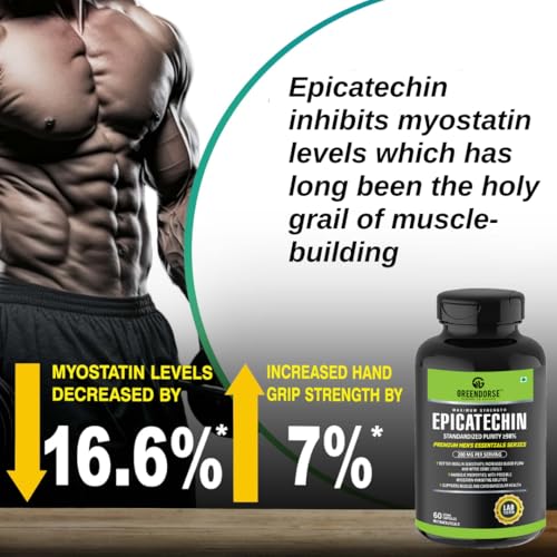 Image of GREENDORSE EPICATECHIN- 99% Purity Workout Capsules | Lean Muscle Growth, Myostatin Inhibitor, Nitric Oxide Booster, Improved blood flow & cognitive functions | Lab tested- 60 Veg capsules