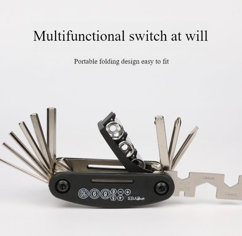 DeepCrush 16 in 1 Bicycle Multitool Bike Tools Kit with Bike Tire Hex Spoke Wrench, Multi Function Accessories Set for Road Mountain Bikes