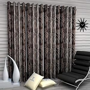 Fashion String 4 Pieces Door Curtain Set, 7 Feet Long, Brown, Adjustable