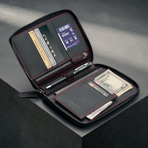 TORRO Travel Wallet – Genuine Leather Travel Organiser with Passport Holder and Detachable Cardholder3