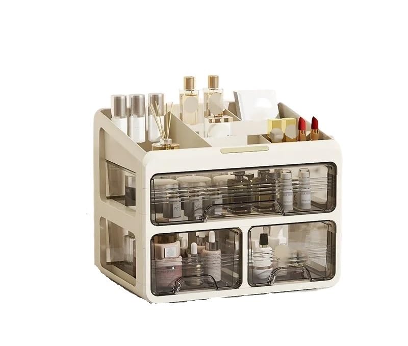 Organizer Trucchi Organizzatori for Cosmetici, Organizer for Trucco, Grande capacità, cassetto portaoggetti da scrivania, Organizer for Trucco Porta Trucchi(2 Tier)