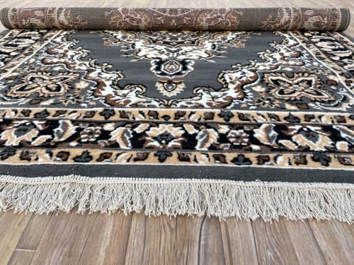 Image of TTC THREAD & TEXTURE CARPET Traditional Comfort: Power-Loomed Carpets for Living Room- Every Space Area Rug Color Grey Size 5x7 Feet (150x195cm)