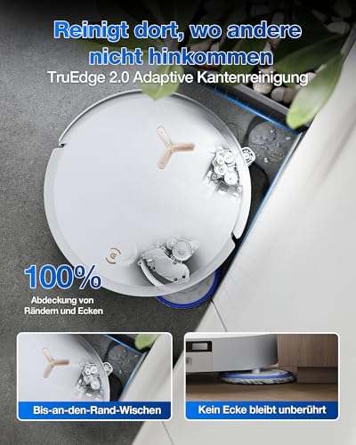 ECOVACS DEEBOT T50 MAX PRO Omni Gen2 Saugroboter mit Wischfunktion, 18.500Pa, ZeroTangle 2.0, Tiefenreinigung f&uuml;r Teppiche, Ausfahrbare Seitenb&uuml;rste & Wischmodul, Hei&szlig;wasser-Reinigung 40-75℃, Wei&szlig;