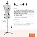 Dritz Twin-Fit Adjustable Dress Form Petite, Sizes US 00-4, Female Sewing Mannequin with Pinnable Body Torso, 13 Dials for Accurate Fitting & 360 Hem Guide