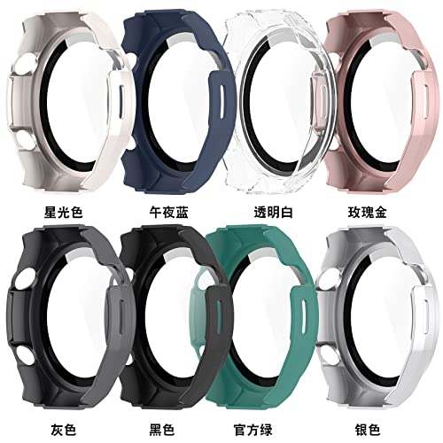 [8-Pack] 3 in 1 Waterproof Case for Huawei Watch Ultimate, Straight Edge PC Front & Back Bumper with Tempered Glass Screen Protector 360 Protective Cover for Huawei Watch Ultimate